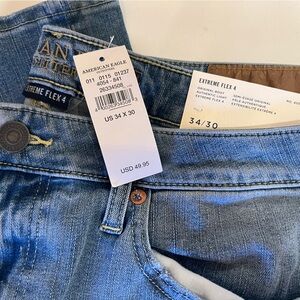 Men's Blue Denim Jeans American Eagle Extreme Flex 4 Original Boot 34x30 NWT $10